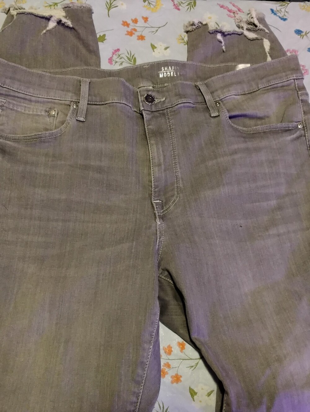 &Denim Men's size 36W 31L skinny leg Grey gray super stretch Shaping Jeans